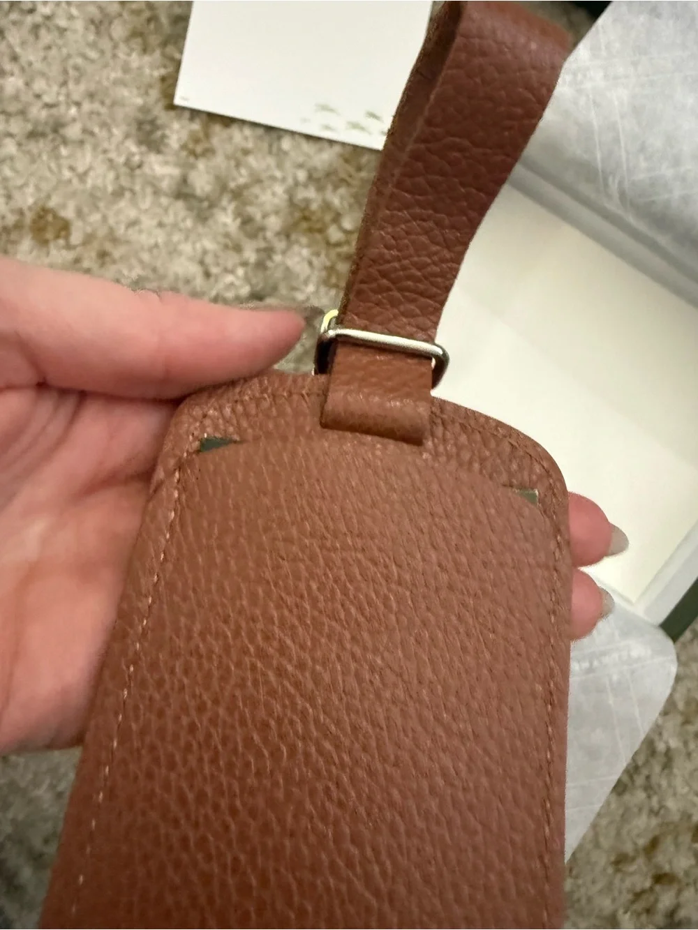 NEW Longchamp Le Foulonné Caramel Leather Luggage Tag Box Gift Packaging